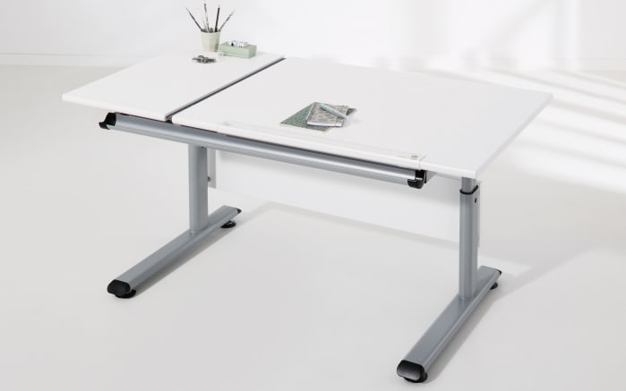 Schreibtisch Marco GT, kreideweiß, 130  x 70 cm, höhenverstellbar-02