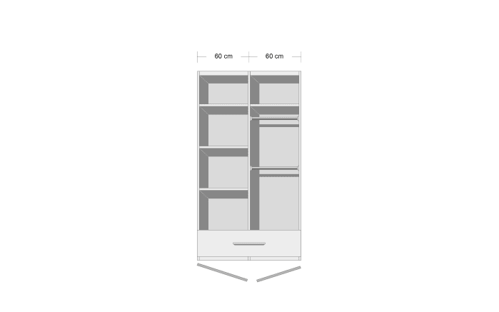 Kleiderschrank Sten, schiefergrau, 123 x 200 cm-02