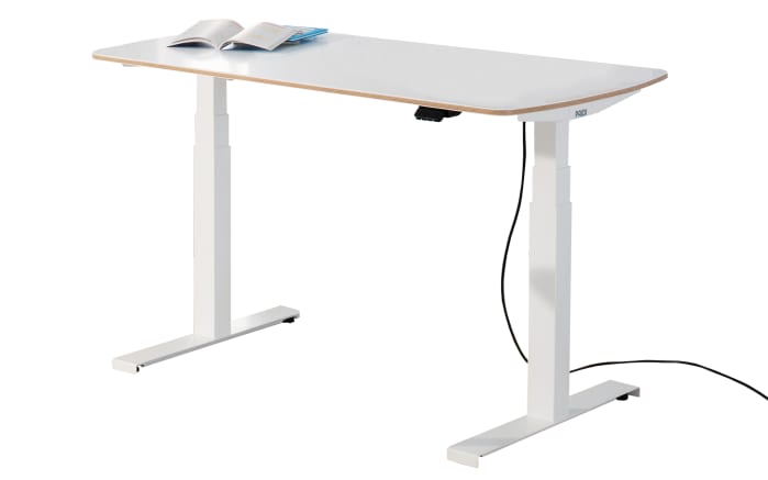 Schreibtisch e-lion 1, kreideweiß, Breite ca. 130 cm, elektrisch höhenverstellbar-01