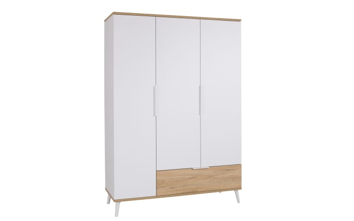 Drehtürenschrank Maly, kreideweiß, 137 x 195 cm-01