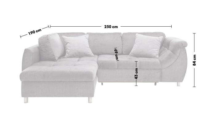Wohnlandschaft Agira, grau, inkl. Liegefunktion Ottomane links-03