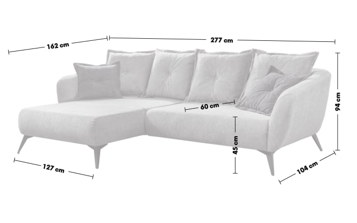 Wohnlandschaft Baggio, grau, Ottomane links-02
