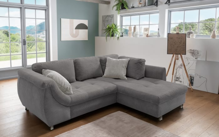 Wohnlandschaft Home, grau, Ottomane rechts, inkl. Liegefunktion-01