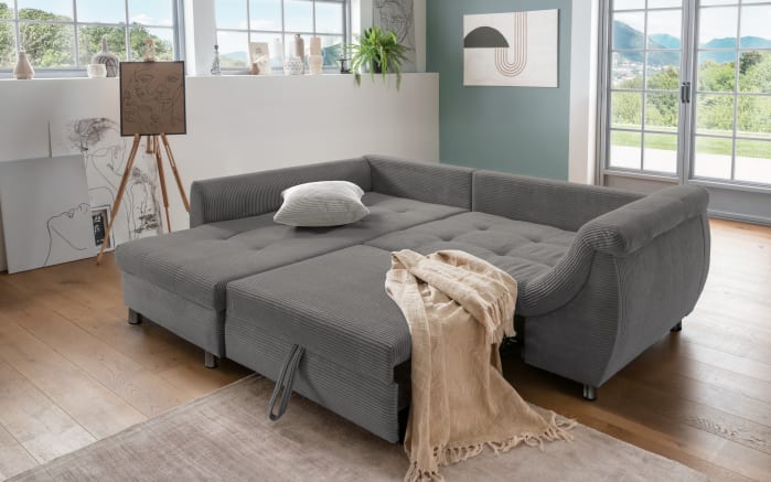 Wohnlandschaft Home, grau, Ottomane links, inkl. Liegefunktion-03