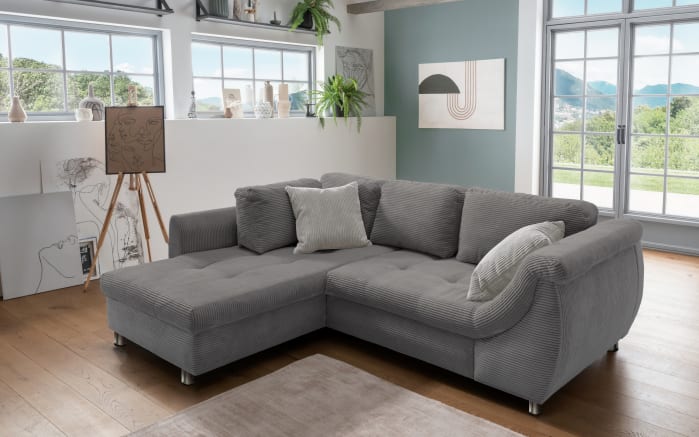 Wohnlandschaft Home, grau, Ottomane links, inkl. Liegefunktion-01