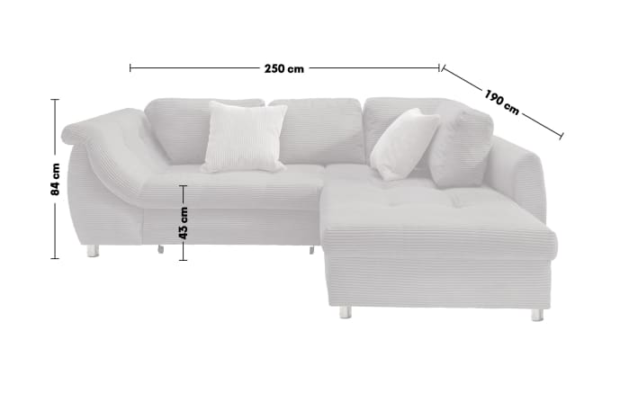 Wohnlandschaft Home, silber, Ottomane rechts, inkl. Liegefunktion-04