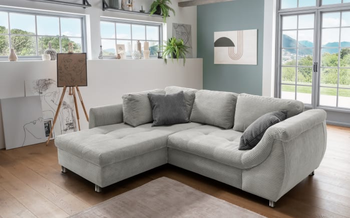 Wohnlandschaft Home, silber, Ottomane links, inkl. Liegefunktion-03