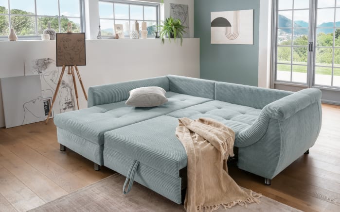 Wohnlandschaft Home, aqua, Ottomane links, inkl. Liegefunktion-02