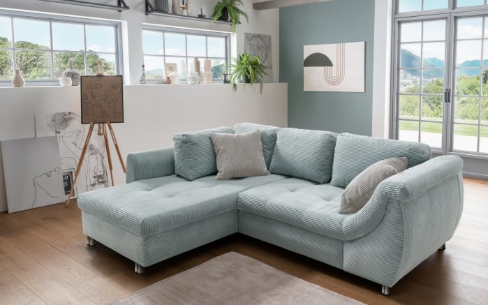 Wohnlandschaft Home, aqua, Ottomane links, inkl. Liegefunktion-03