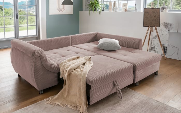 Wohnlandschaft Home, rosa, Ottomane rechts, inkl. Liegefunktion-02