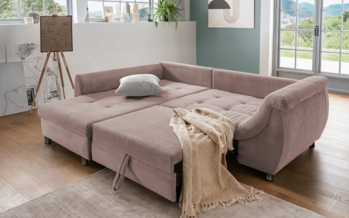 Wohnlandschaft Home, rosa, Ottomane links, inkl. Liegefunktion-02