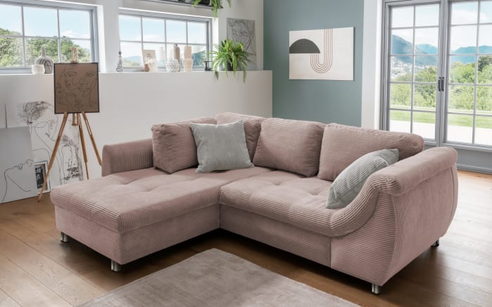 Wohnlandschaft Home, rosa, Ottomane links, inkl. Liegefunktion-04