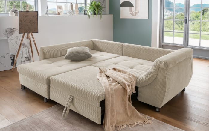 Wohnlandschaft Home, beige, Ottomane links, inkl. Liegefunktion-02