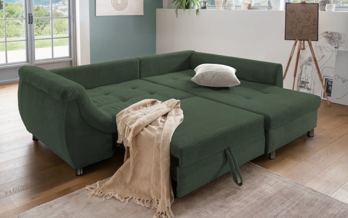 Wohnlandschaft Home, moosgrün, Ottomane rechts, inkl. Liegefunktion-02
