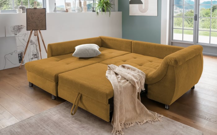 Wohnlandschaft Home, gold, Ottomane links, inkl. Liegefunktion-02
