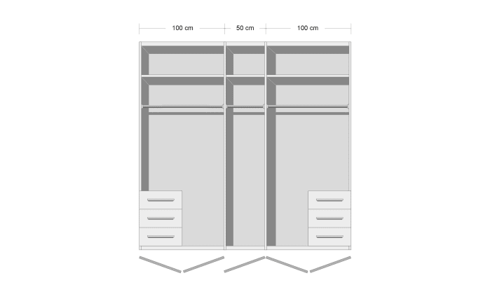 Drehtürenschrank Level 36 D, weiß/Plankeneiche, 250 x 236 cm-02