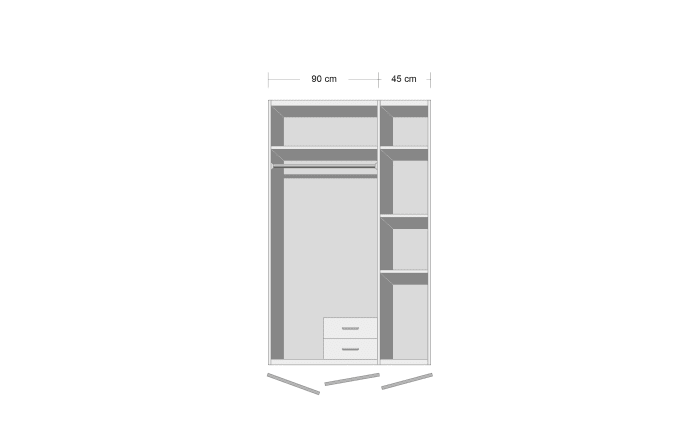 Drehtürenschrank Cork, Plankeneiche-Nachbildung, 135 kaufen bei 199 cm Hardeck online x