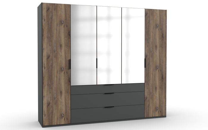 Drehtürenkleiderschrank Winnipeg, Flagstaff-Eiche/graphit, 250 x 216 cm-02