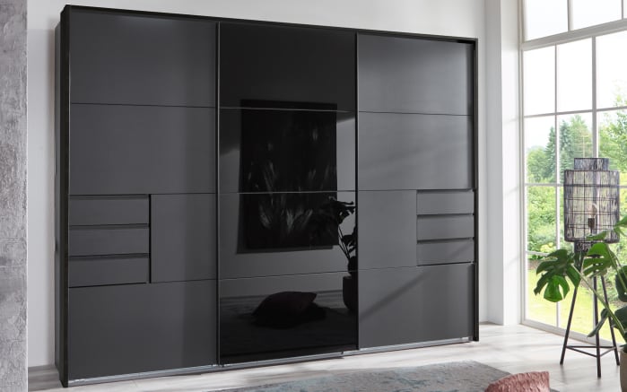 Schwebetürenschrank Saigon in graphit, inklusive Passepartoutrahmen, Breite ca. 273 cm-01