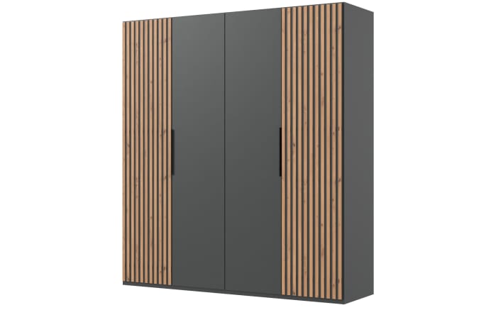 Drehtürenschrank Andorra, graphit, Artisan-Eiche, 200 x 216 cm-02
