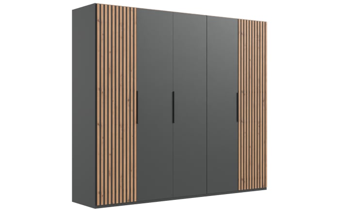 Drehtürenschrank Andorra, graphit, Artisan-Eiche, 250 x 216 cm-02