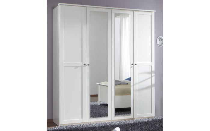 Drehtürenschrank Chalet, weiß, 180 x 210 cm, mit Spiegeltüren-01