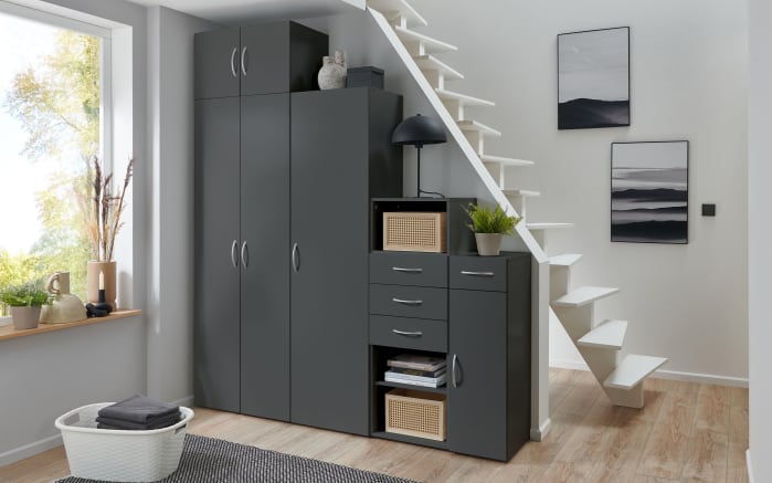 Schrank 638 Multiraumkonzept, graphit, 30 x 185 cm -05