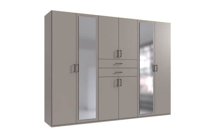Drehtürenschrank Düsseldorf, grau, 270 x 208 cm, inkl. Spiegelfront-02