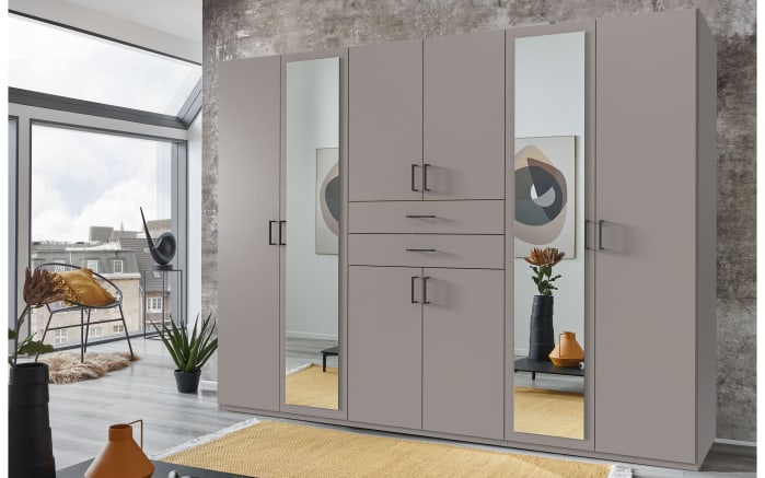 Drehtürenschrank Düsseldorf, grau, 270 x 208 cm, inkl. Spiegelfront-01