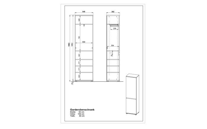 Garderobenschrank GW-Lissabon, Eiche-Nachbildung/anthrazit-04