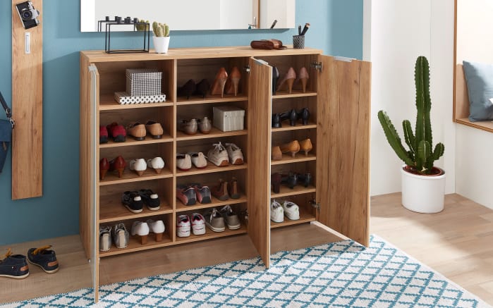 Schuhschrank GW-Telde, weiß/Eiche Nachbildung, 134 cm, inkl. Softclose Funktion -04