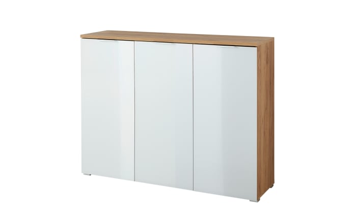 Schuhschrank GW-Telde, weiß/Eiche Nachbildung, 134 cm, inkl. Softclose Funktion -01