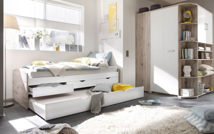 Tandemliege Nessi, Sandeiche-Nachbildung/weiß-02