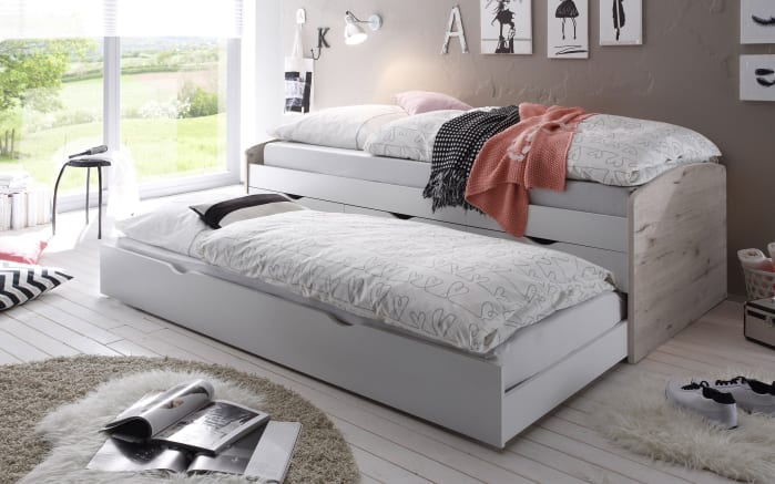 Tandemliege Nessi, Sandeiche-Nachbildung/weiß-04