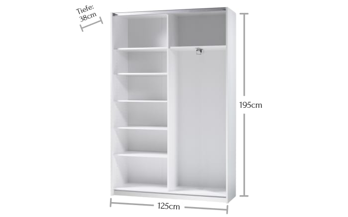 Schwebetürenschrank Fast, weiß, 125 x 195 cm-03