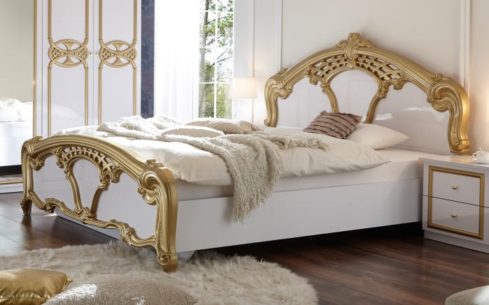 Doppelbett Claudia, weiß/gold, 180 x 200 cm-01