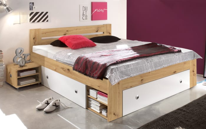 Kojenbett Stefan, Artisan Eiche-Nachbildung/weiß, 140 x 200 cm-01