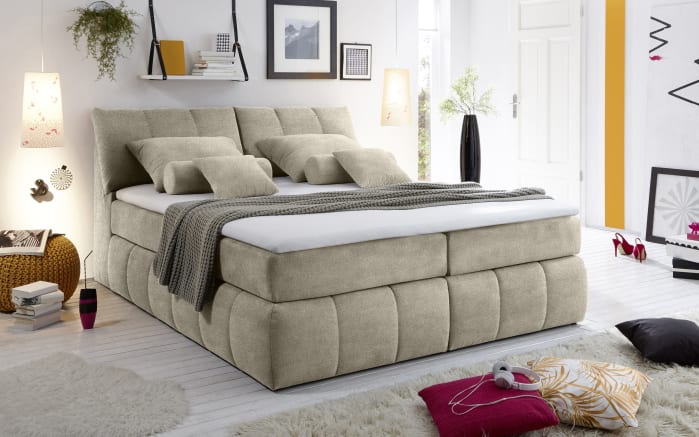 Boxspringbett Toledo 3, sand, 180 x 200 cm-01
