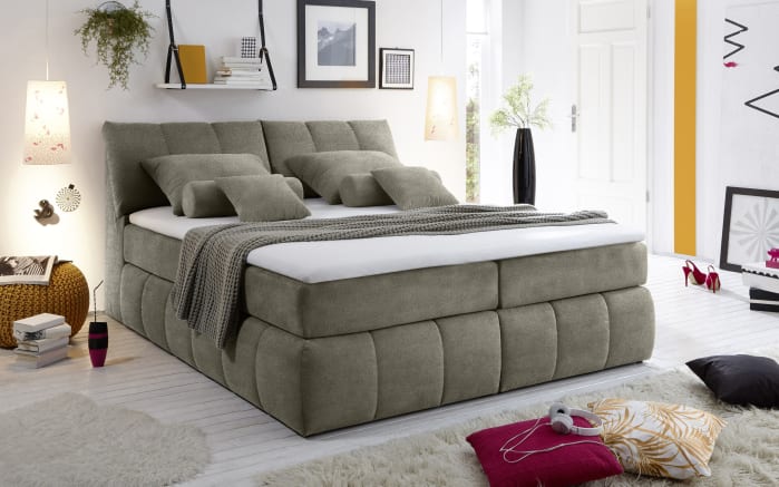 Boxspringbett Toledo 3, schlamm, 180 x 200 cm-01