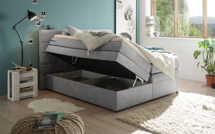 Boxspringbett Tacoma 3, Uran schlamm, 180 x 200 cm, inkl. Topper und Bettkasten-02