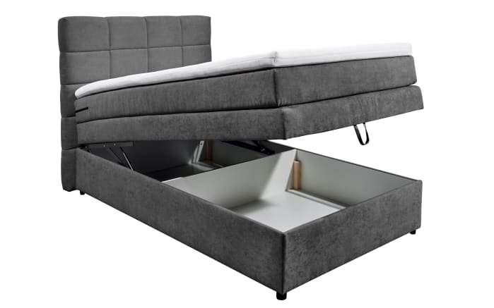 Boxspringbett Tacoma 3, Soro 97 anthrazit, 120 x 200 cm, inkl. Topper und Bettkasten-02