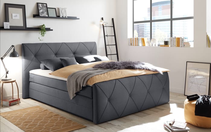 Boxspringbett Calgary 2, anthrazit, 180 x 200 cm-01