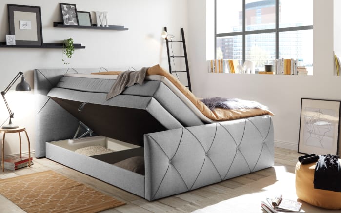 Boxspringbett Calgary 2, silver, 180 x 200 cm-02