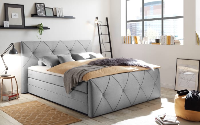 Boxspringbett Calgary 2, silver, 180 x 200 cm-01