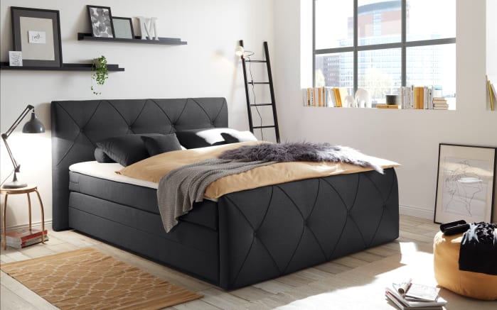 Boxspringbett Calgary 2, schwarz, 180 x 200 cm-01
