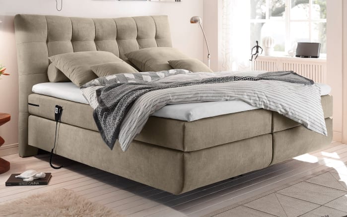 Motor-Boxspringbett Malibu 2, sand, 180 × 200 cm-01