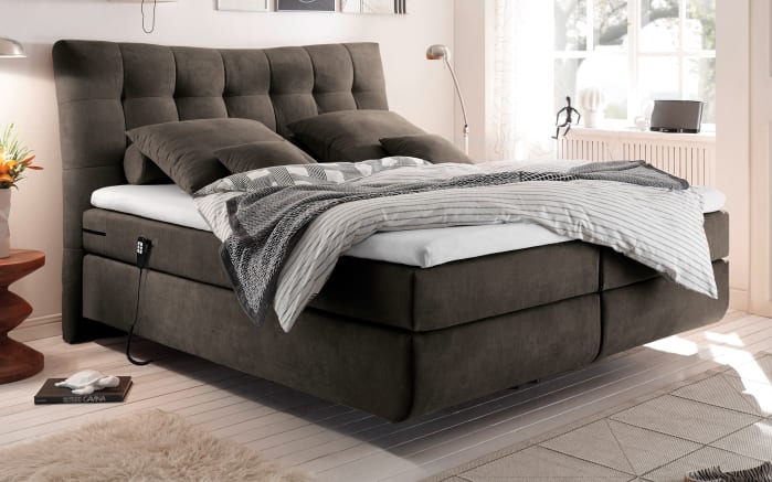 Motor-Boxspringbett Malibu 2, schlamm, 180 × 200 cm-01