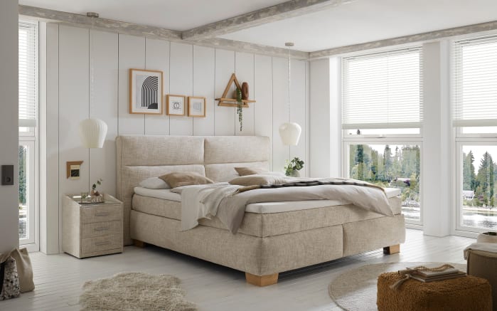 Boxspringbett Cornelia 6, Ivory, 180 x 200 cm, inkl. Topper-01