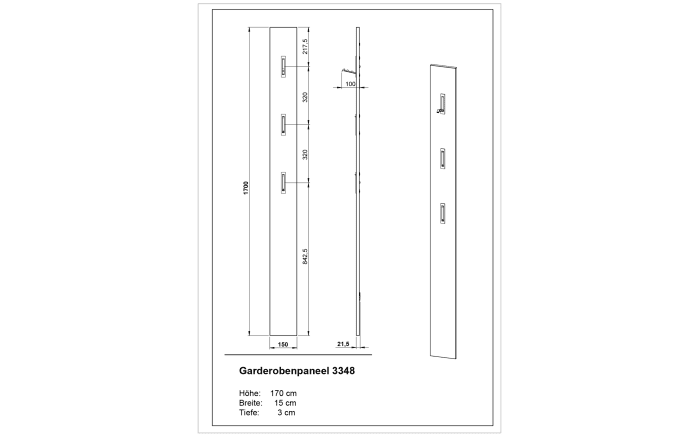 Garderobenpaneel Siriano Plus, Eiche-Nachbildung-04
