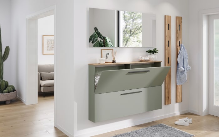 Schuhschrank Lissome, Grün/Eiche-Nachbildung, inkl. Schuhkörbe-07